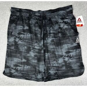 Reebok Core Shorts Mens 2XL Black Print New Athletic Gym Speedwick REM231SH53181